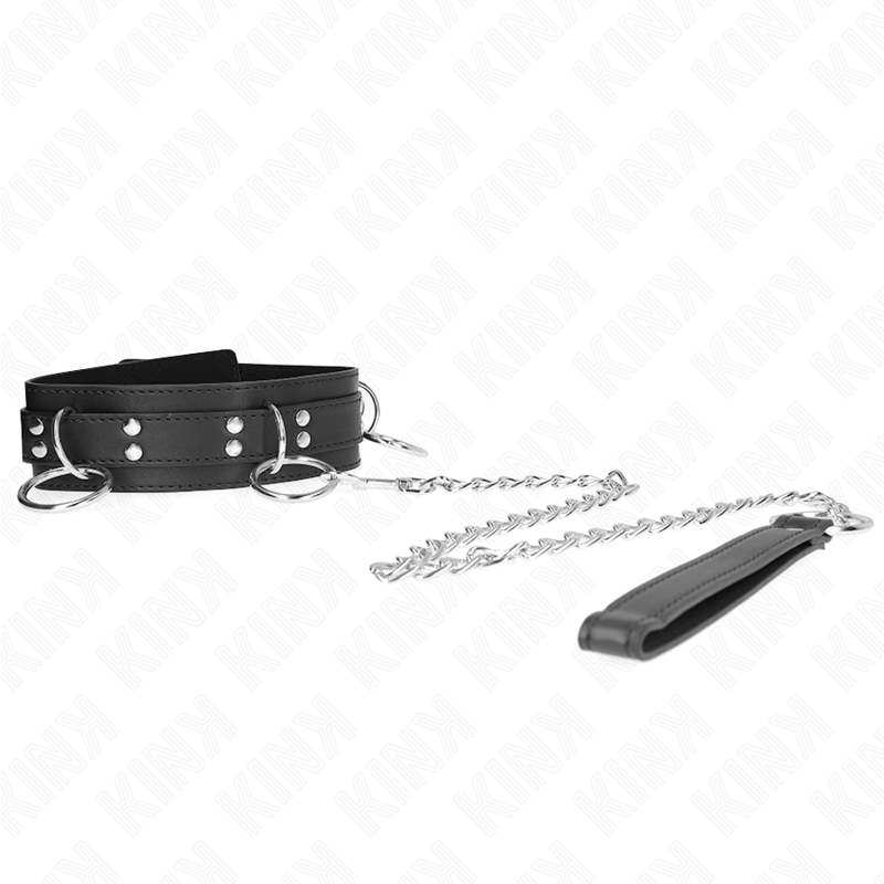 KINK - SLAVE COLLAR 3 RINGS WITH STRAP 80 CM 53 X 5 CM