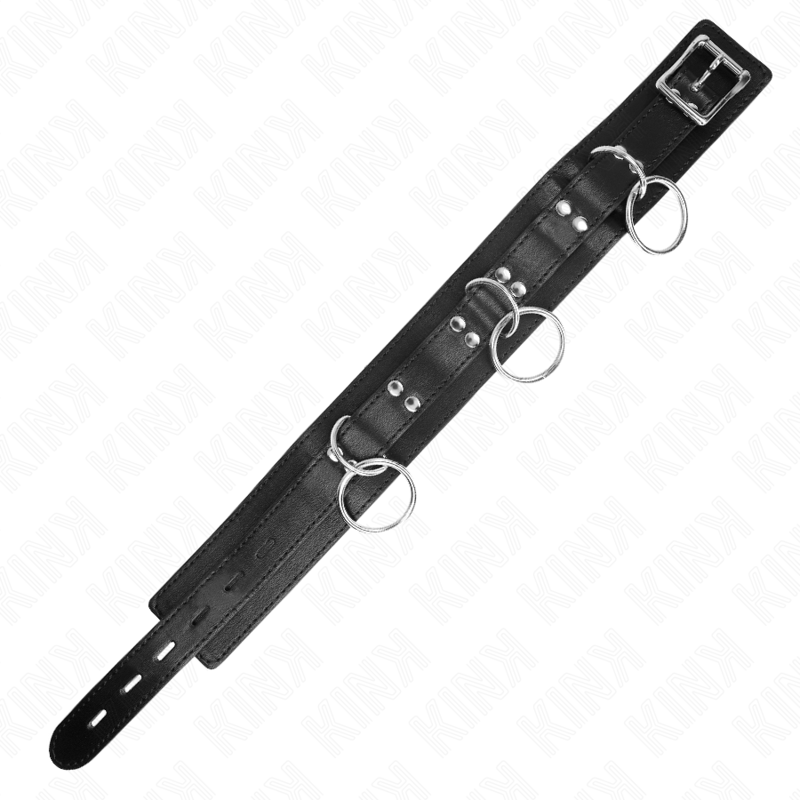 KINK - SLAVE COLLAR 3 RINGS WITH STRAP 80 CM 53 X 5 CM