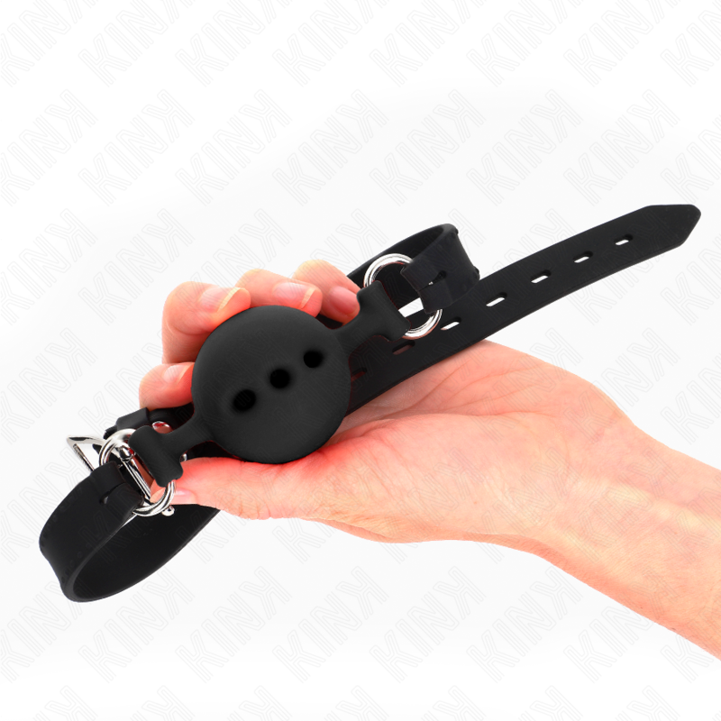 KINK - ALL SILICONE DILDO 55 x 2 CM WITH 5 CM BALL SIZE L BLACK ADJUSTABLE 35-51 CM