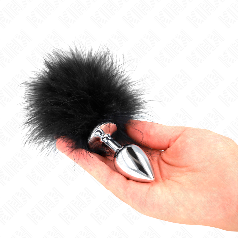 KINK - 11 x 7 CM STAINLESS STEEL BUTT PLUG WITH 11 CM FEATHER