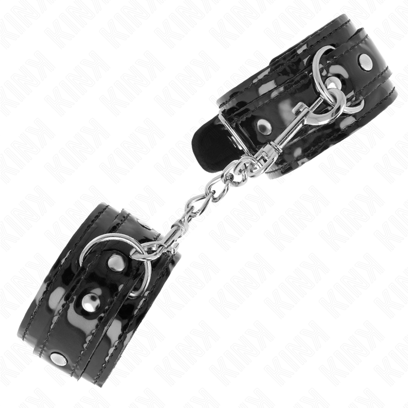 KINK - SHINY NEOPRENE ADJUSTABLE WRIST CUFFS 17-24 CM X 4.5 CM