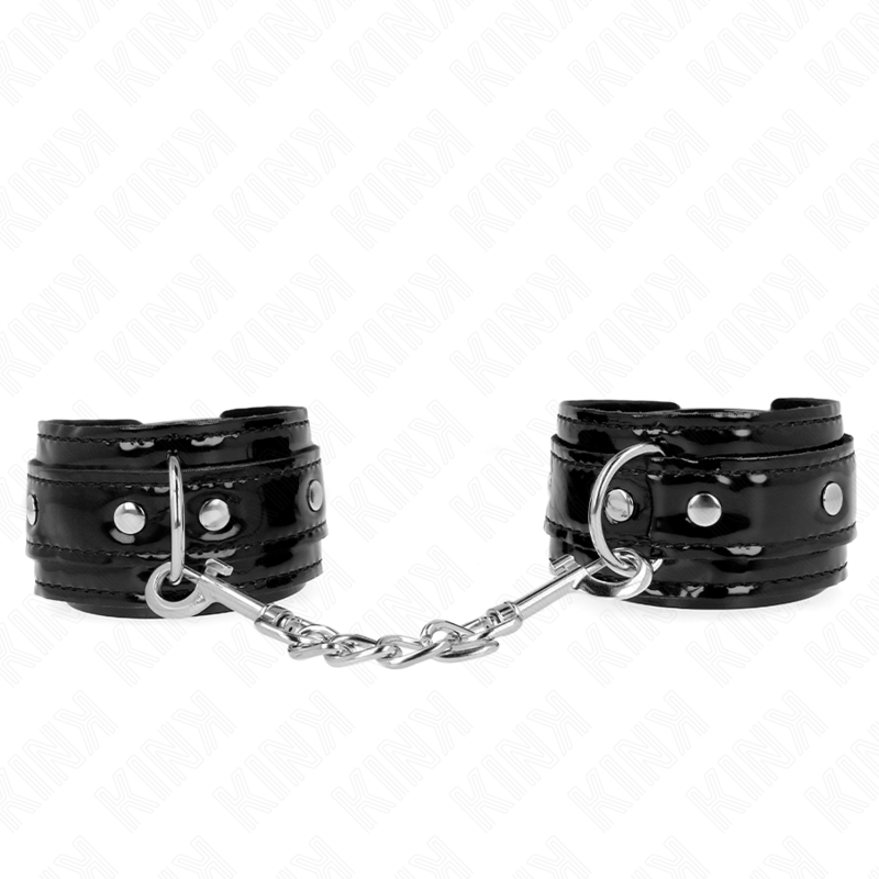 KINK - SHINY NEOPRENE ADJUSTABLE WRIST CUFFS 17-24 CM X 4.5 CM
