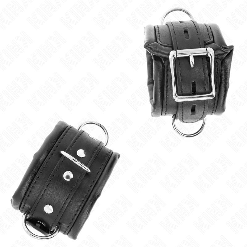 KINK - ADJUSTABLE HEAVY BLACK FUR-LINED WRIST RESTRAINTS 20-30 CM X 6 CM