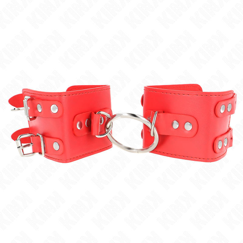 KINK - RED FIXED WRIST REST WITH ADJUSTABLE RING AND STUDS 17-22 CM X 6.5 CM