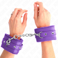 KINK - PREMIUM PURPLE FUR LINED WRIST RESTRAINTS WITH ADJUSTABLE PURPLE BELT 17-29 CM X 6 CM