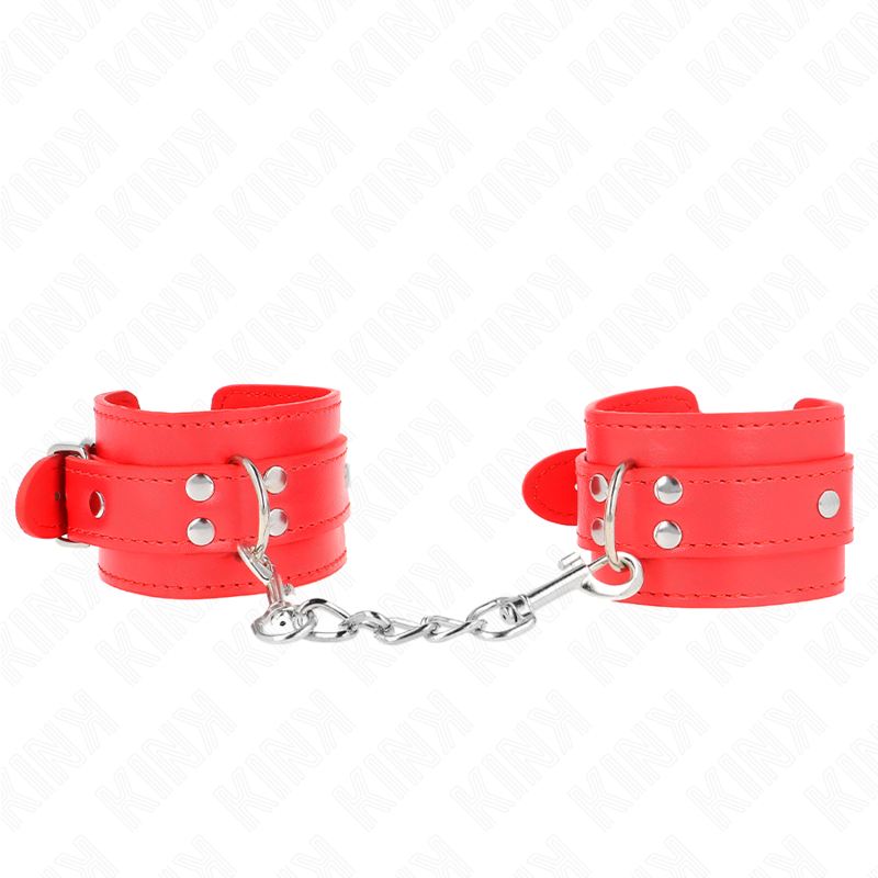 KINK - ADJUSTABLE RED SIMPLE WRIST CUFFS 20-23 CM X 5.5 CM