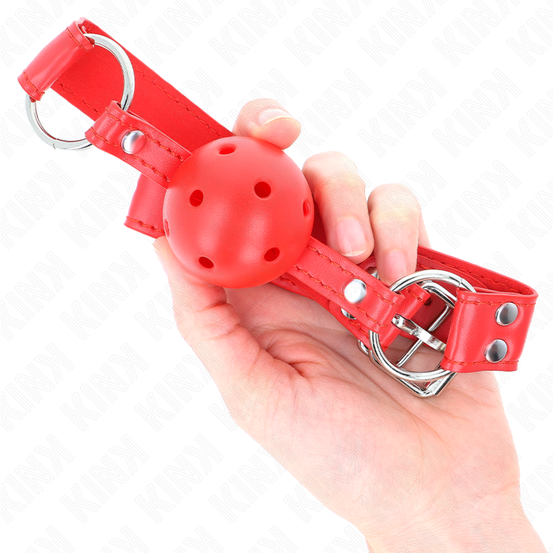 KINK - HOLLOW HARD RED BALL GAG FULL 62 x 2 CM