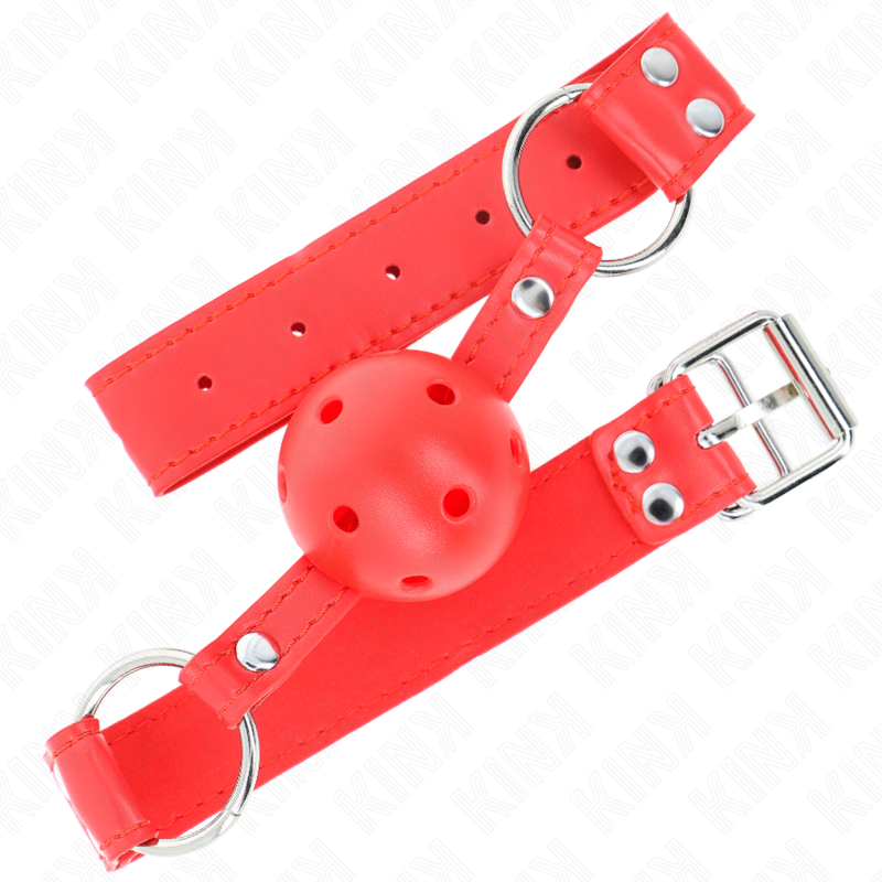 KINK - HOLLOW HARD RED BALL GAG FULL 62 x 2 CM
