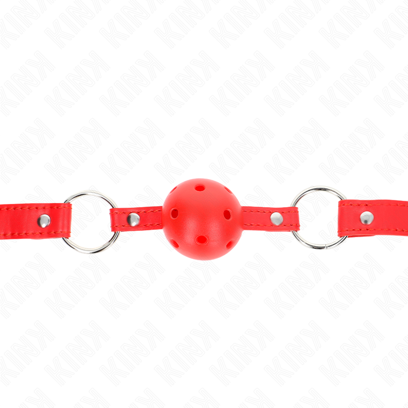 KINK - BREATHING GAG 4 CM WITH DOUBLE RIVET MODEL 1 RED 62.5 x 2.5 CM ADJUSTABLE 42-58 CM