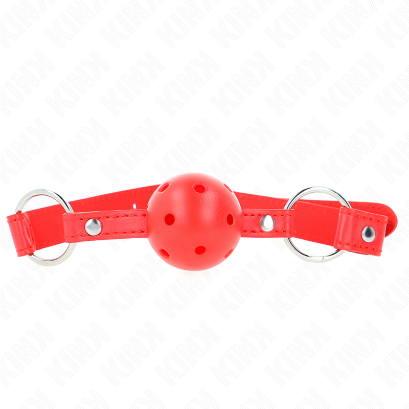 KINK - BREATHING GAG 4 CM WITH DOUBLE RIVET MODEL 1 RED 62.5 x 2.5 CM ADJUSTABLE 42-58 CM