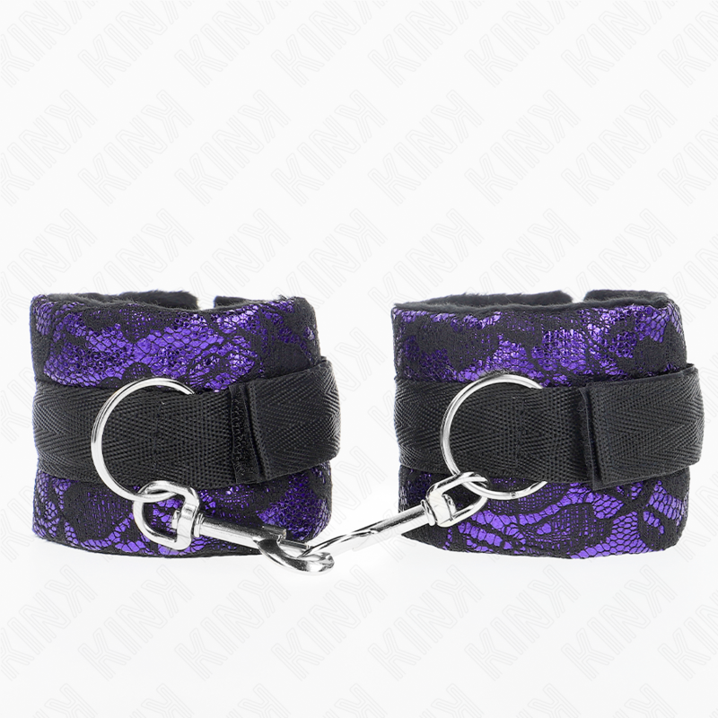KINK - SHORT VELVET LACE CUFFS AND PURPLE / BLACK NYLON BINDING 23 X 6.5 CM