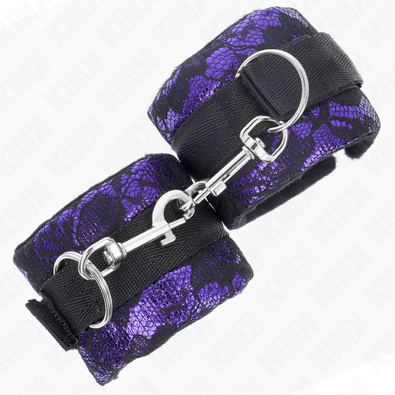 KINK - SHORT VELVET LACE CUFFS AND PURPLE / BLACK NYLON BINDING 23 X 6.5 CM