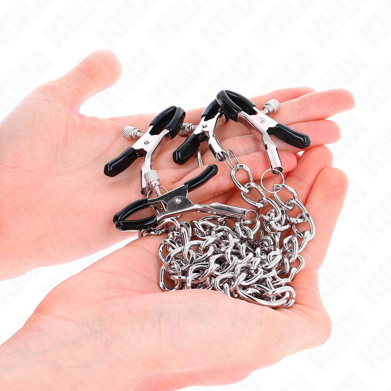 KINK - 4 NIPPLE CLAMPS CHAIN 32 CM WITH SMALL CHAINS 14 CM