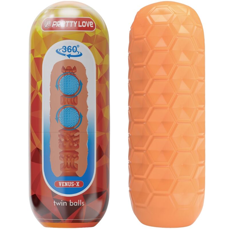 PRETTY LOVE - ORANGE DUAL BALL MALE MASTURBATOR