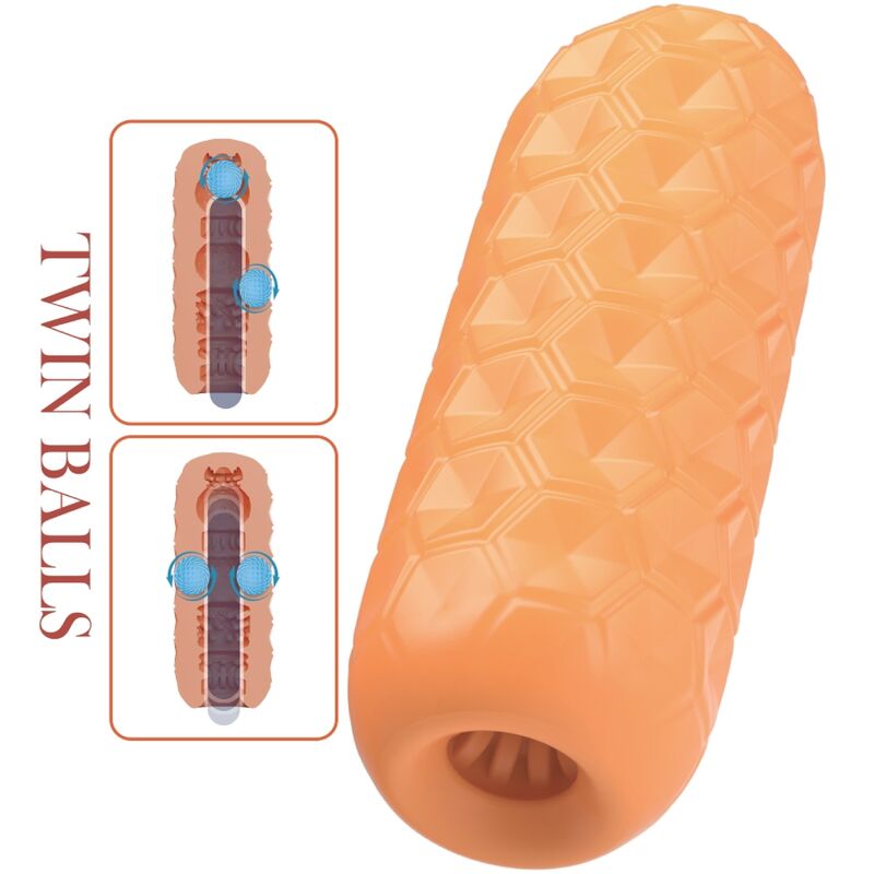 PRETTY LOVE - ORANGE DUAL BALL MALE MASTURBATOR