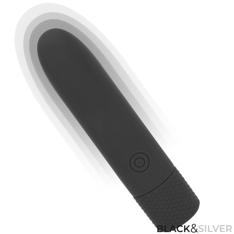 BLACK & SILVER - GERI BULLET VIBRATOR RECHARGEABLE USB 8 VIBRATIONS BLACK 10 X 2.2 CM