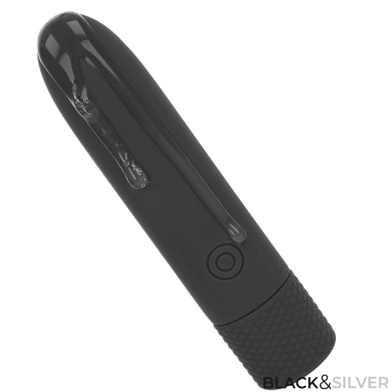 BLACK & SILVER - GERI BULLET VIBRATOR RECHARGEABLE USB 8 VIBRATIONS BLACK 10 X 2.2 CM