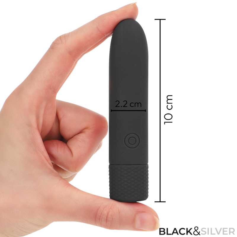 BLACK & SILVER - GERI BULLET VIBRATOR RECHARGEABLE USB 8 VIBRATIONS BLACK 10 X 2.2 CM