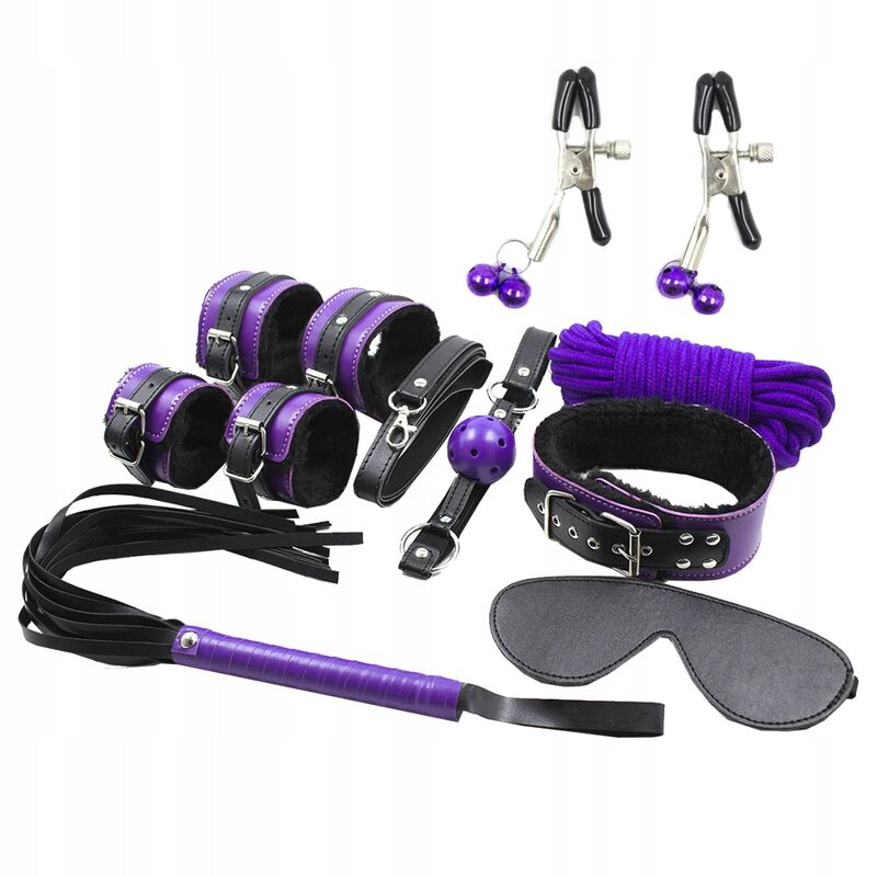 SECRETPLAY - BDSM SET 8PCS PURPLE / BLACK.