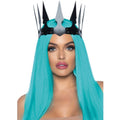 LEG AVENUE - BLACK FAUX LEATHER MALEFICENT CROWN WITH STUDS