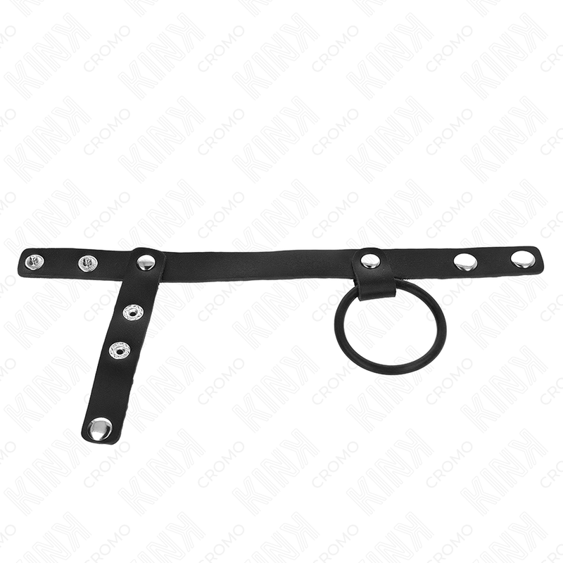 KINK - SILICONE COCK RING 3.8 CM WITH BALL SEPARATOR AND LEATHER STRAP 22 X 1.5 CM