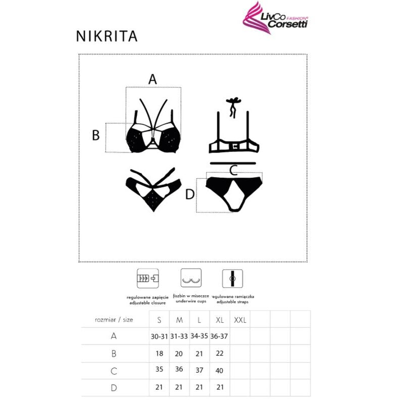 LIVCO CORSETTI FASHION - NIKRITA LC 90647 SOUTIEN-GORGE + CULOTTE NOIR XL