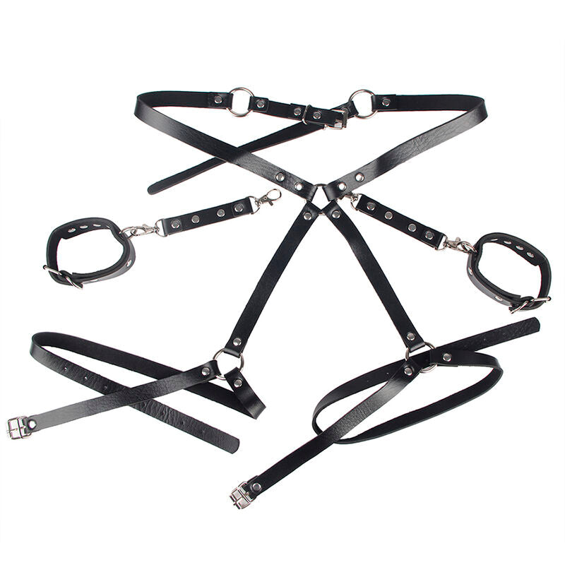 SUBBLIME - 953690 HANDCUFFS WITH BLACK BONDAGE BELT ONE SIZE