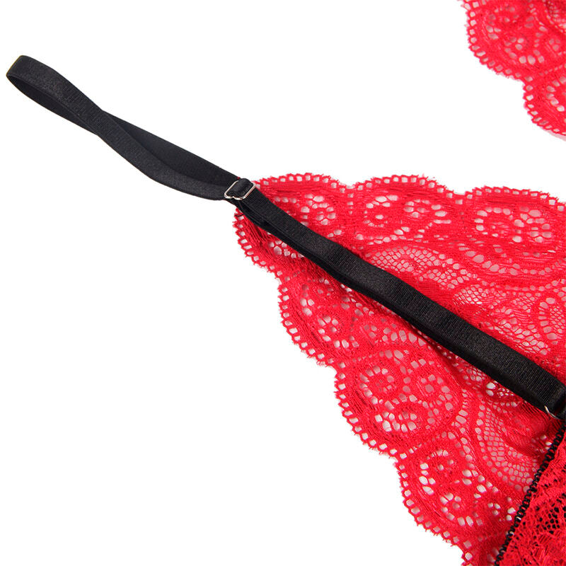 SUBBLIME - 953898 SILK AND LACE NIGHT BLOUSE + RED BRIEFS S/M