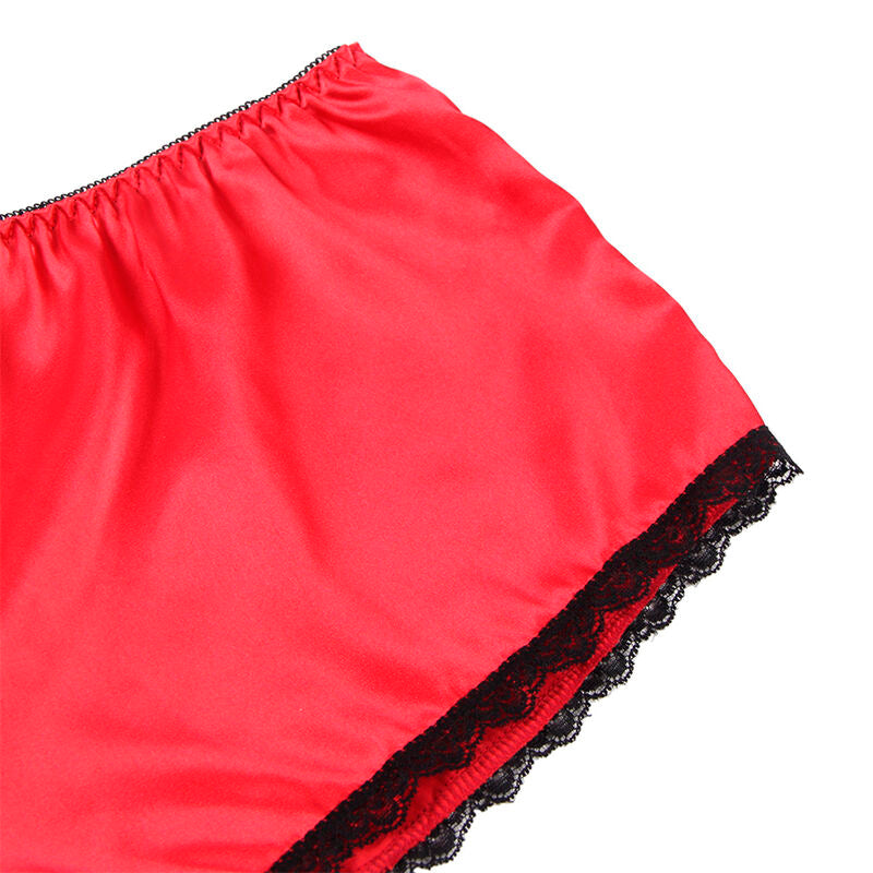SUBBLIME - 953898 SILK AND LACE NIGHT BLOUSE + RED BRIEFS S/M
