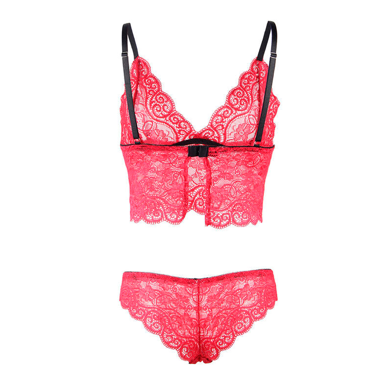 SUBBLIME - 953898 SILK AND LACE NIGHT BLOUSE + RED BRIEFS S/M