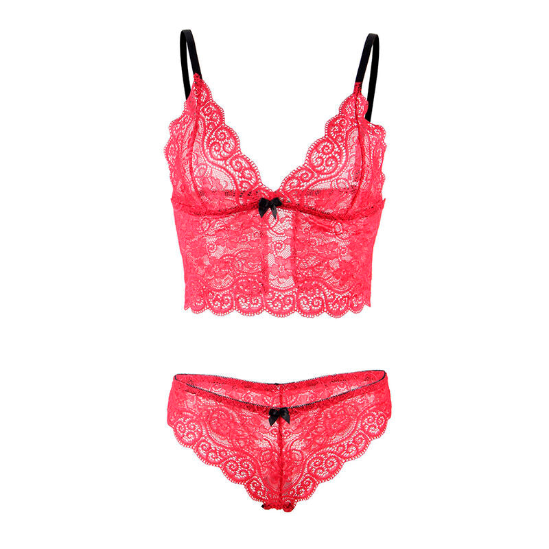 SUBBLIME - 953904 SILK AND LACE NIGHT BLOUSE + RED BRIEFS L/XL
