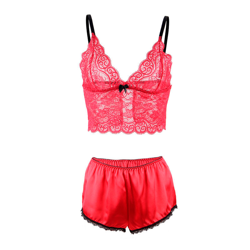 SUBBLIME - 953904 SILK AND LACE NIGHT BLOUSE + RED BRIEFS L/XL
