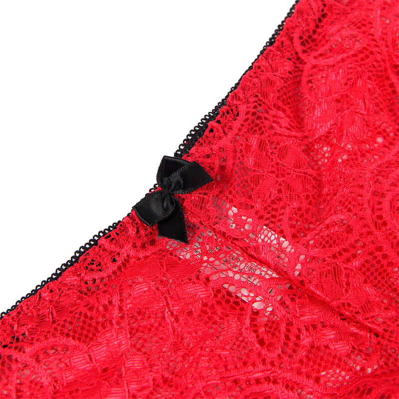 SUBBLIME - 953904 SILK AND LACE NIGHT BLOUSE + RED BRIEFS L/XL