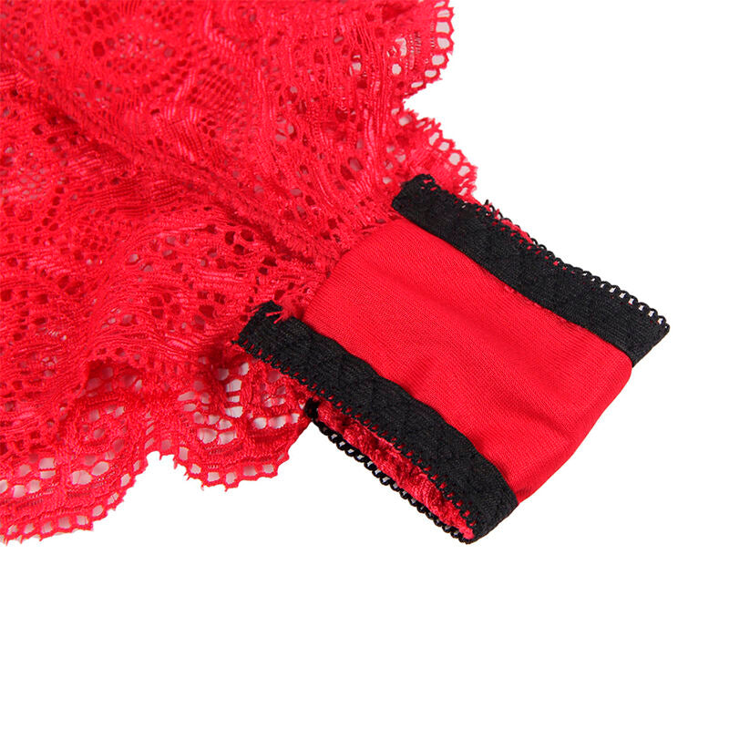 SUBBLIME - 953904 SILK AND LACE NIGHT BLOUSE + RED BRIEFS L/XL