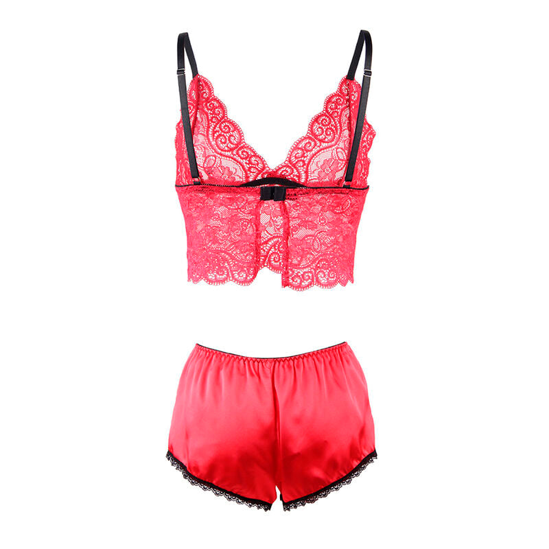 SUBBLIME - 953904 SILK AND LACE NIGHT BLOUSE + RED BRIEFS L/XL