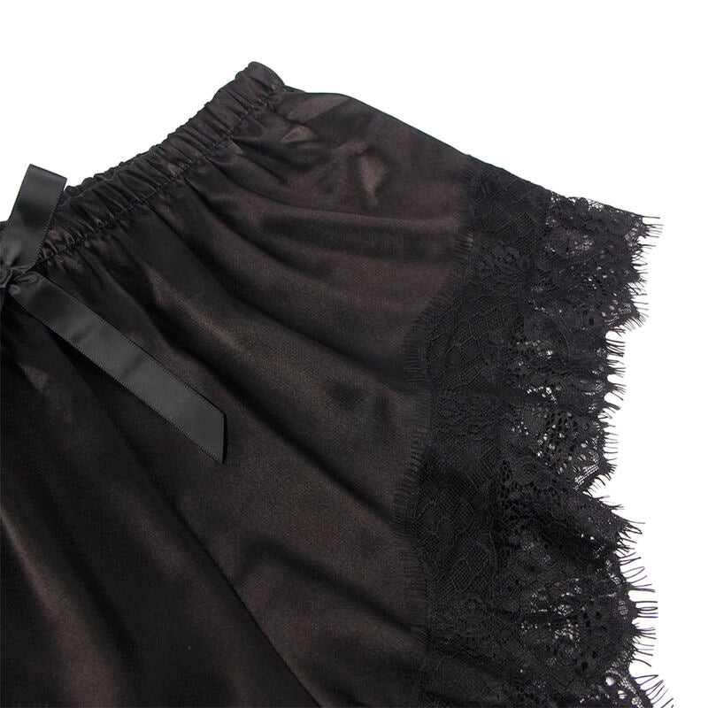 SUBBLIME - 953935 CASUAL SILK NIGHTSHIRT + BLACK LACE PANTS S/M