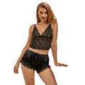 SUBBLIME - 953935 CASUAL SILK NIGHTSHIRT + BLACK LACE PANTS S/M