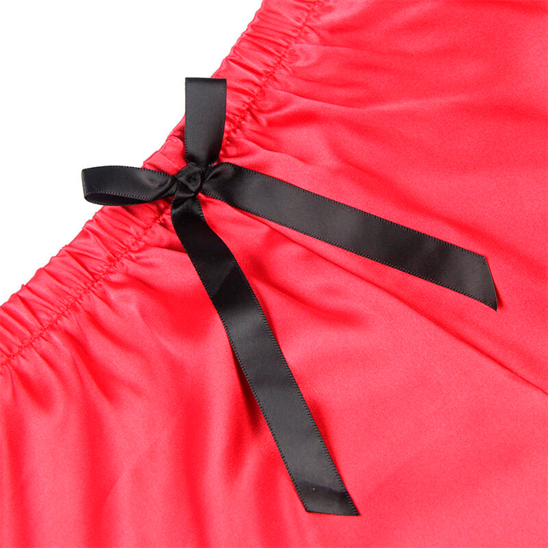 SUBBLIME - 953959 SILK LOUNGE NIGHTDRESS + BLACK/RED LACE TROUSERS S/M