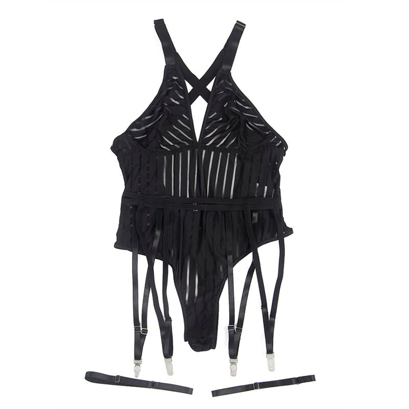 SUBBLIME - 954147 GARTER BODYSUIT BLACK S/M