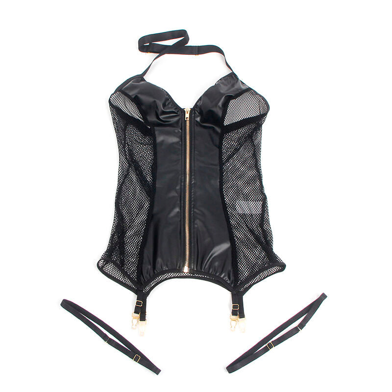 SUBBLIME - 954444 SEXY BLACK LEATHER KNIT DRESS S/M