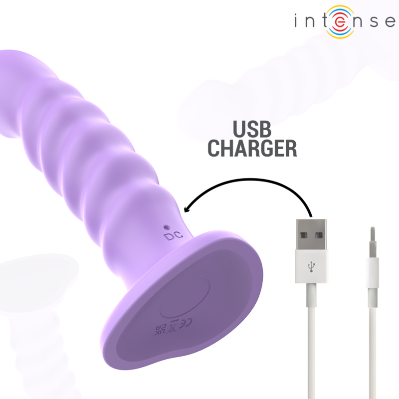 INTENSE - BRENDA VIBRATOR SIZE M SPIRAL DESIGN 10 VIBRATION MODES PURPLE REMOTE CONTROL