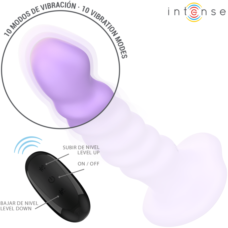 INTENSE - BRENDA VIBRATOR SIZE M SPIRAL DESIGN 10 VIBRATION MODES PURPLE REMOTE CONTROL