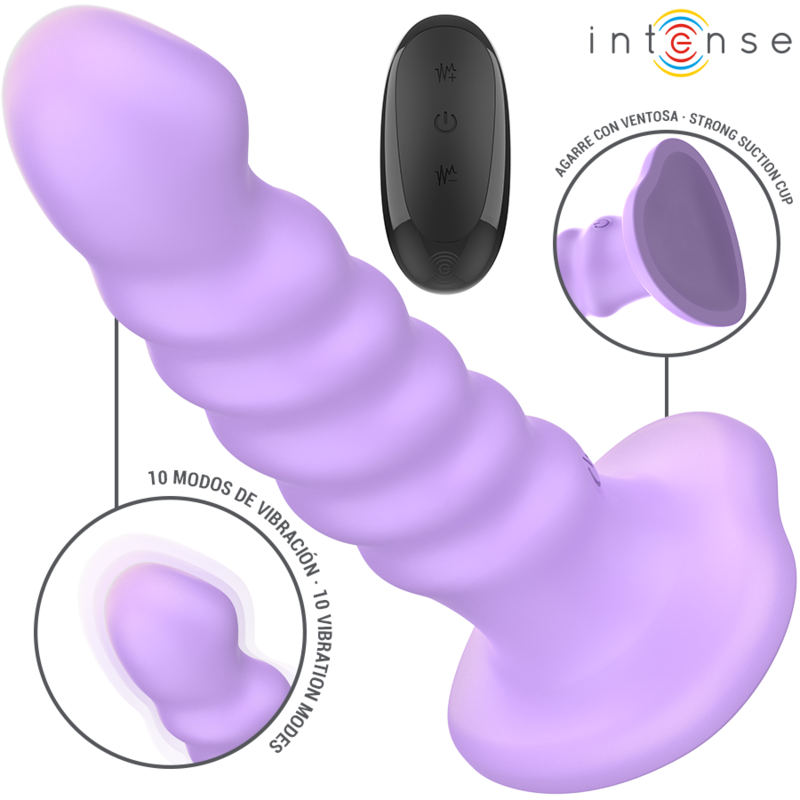 INTENSE - BRENDA VIBRATOR SIZE M SPIRAL DESIGN 10 VIBRATION MODES PURPLE REMOTE CONTROL