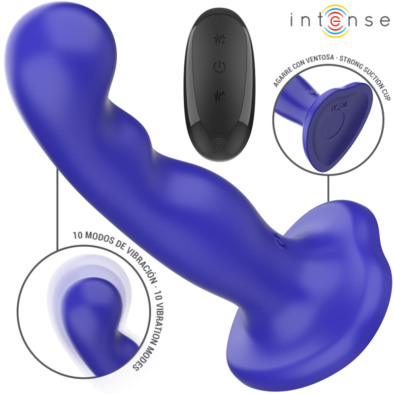 INTENSE - VIBRATOR SHORTY WITH SUCTION CUP BLUE REMOTE CONTROL