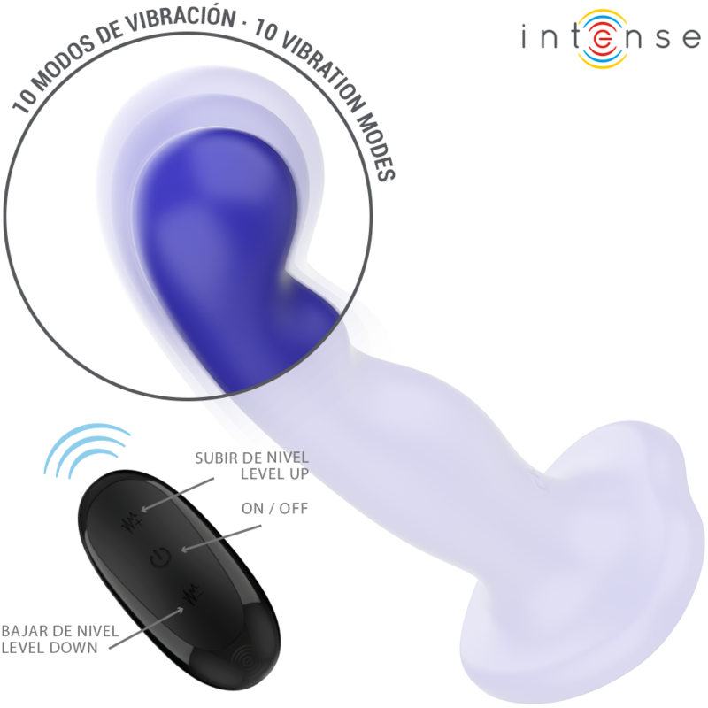 INTENSE - VIBRATOR SHORTY WITH SUCTION CUP BLUE REMOTE CONTROL