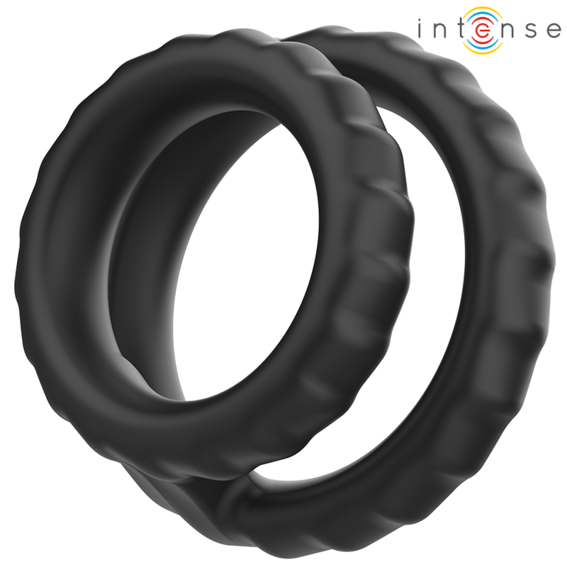 INTENSE - DEWEY BLACK DOUBLE SILICONE PENIS RING MODEL 2
