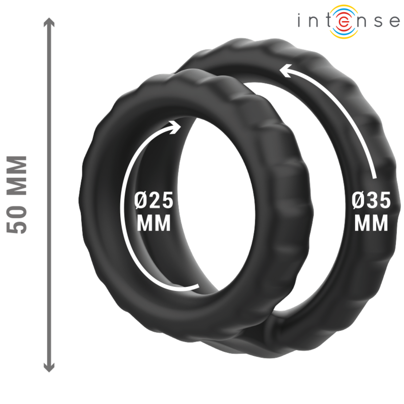INTENSE - DEWEY BLACK DOUBLE SILICONE PENIS RING MODEL 2