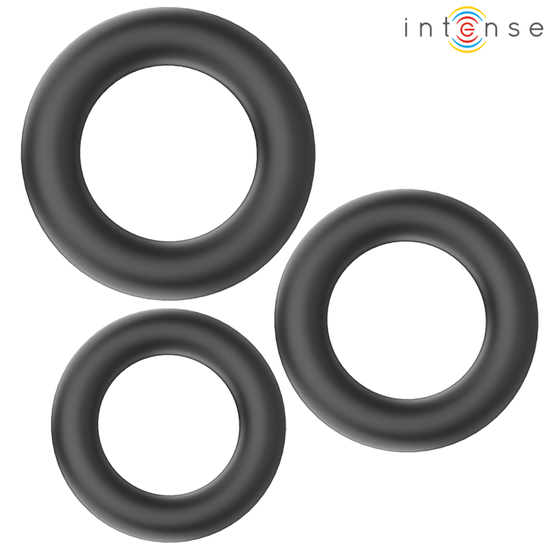 INTENSE - HUGH 3 BLACK BASIC SILICONE COCK RINGS