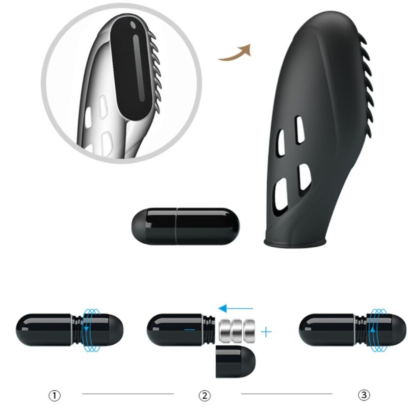 PRETTY LOVE - GILO BLACK SILICONE FINGER VIBRATOR