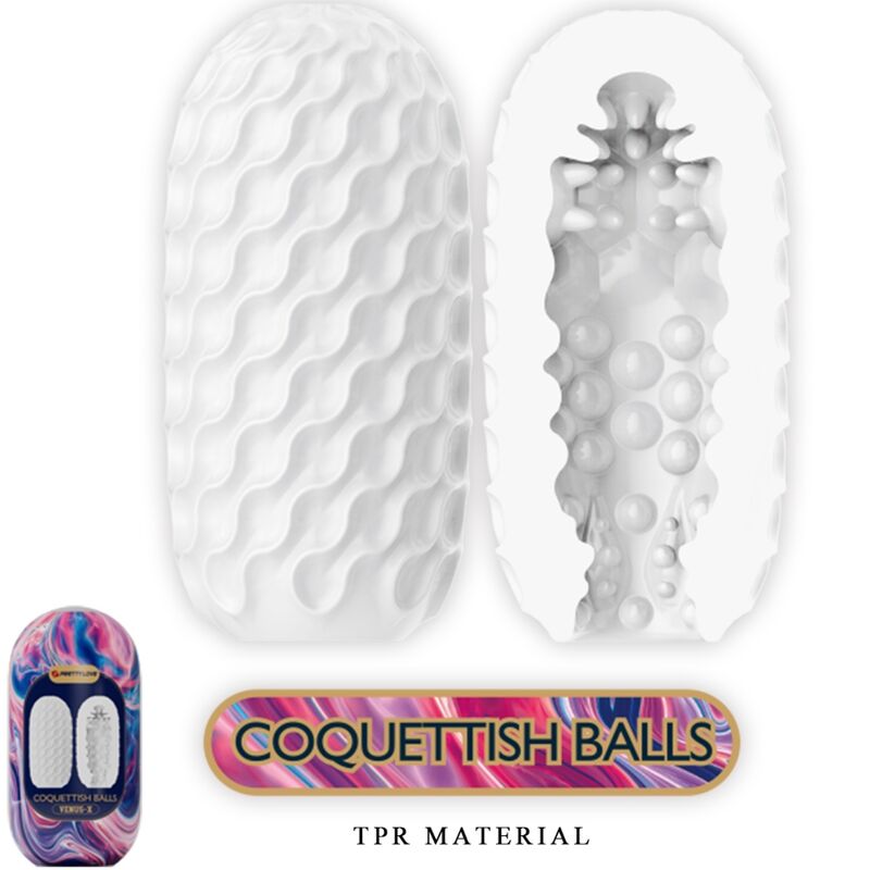 PRETTY LOVE - COQUETTISH BALLS MALE SILICONE MASTURBATOR WHITE